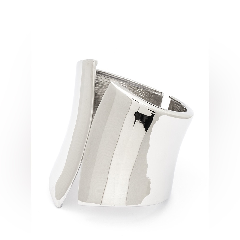 Silver Chunky Metal Hinged Bangle Bracelet
